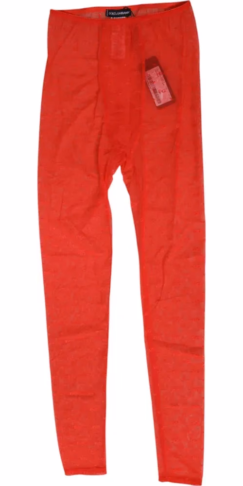 Dolce & Gabbana Red Nylon Logo Lace Leggings Pants Underwear