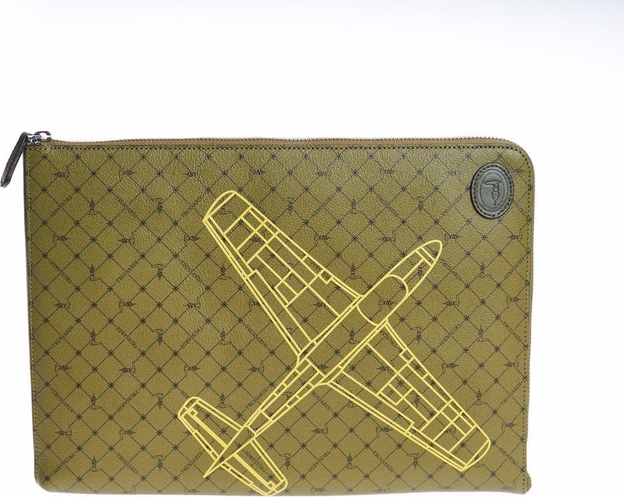 Trussardi Green Leather Men Clutch
