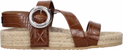 Brown Leather Flat Sandals