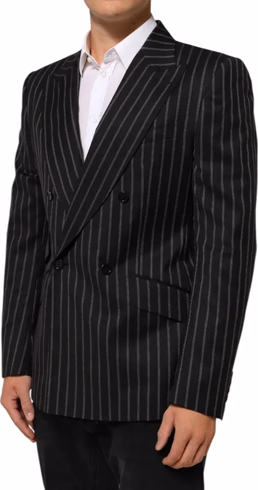 Dolce & Gabbana Dark Gray Stripes SICILIA 1 Button Suit Blazer