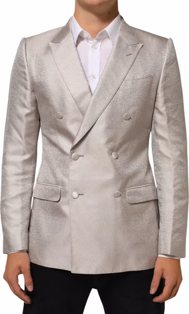 Dolce & Gabbana Beige MARTINI Double-Breasted Suit Blazer
