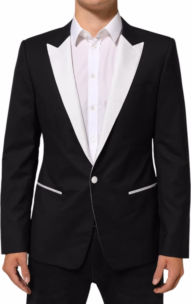 Dolce & Gabbana Black White MARTINI 1 Button Men Suit Blazer