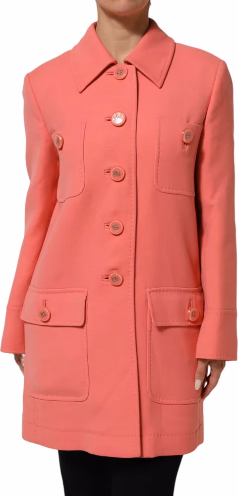 Dolce & Gabbana Pink Buttoned Down Trench Coat Jacket
