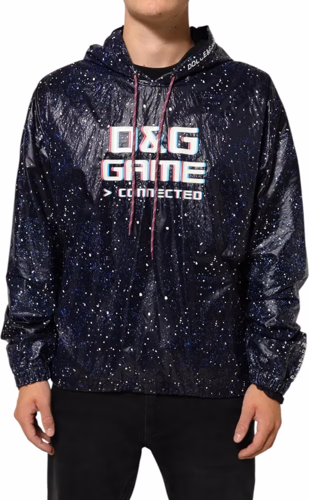Dolce & Gabbana Blue D&G Game Hooded Men Sweatshirt Sweater