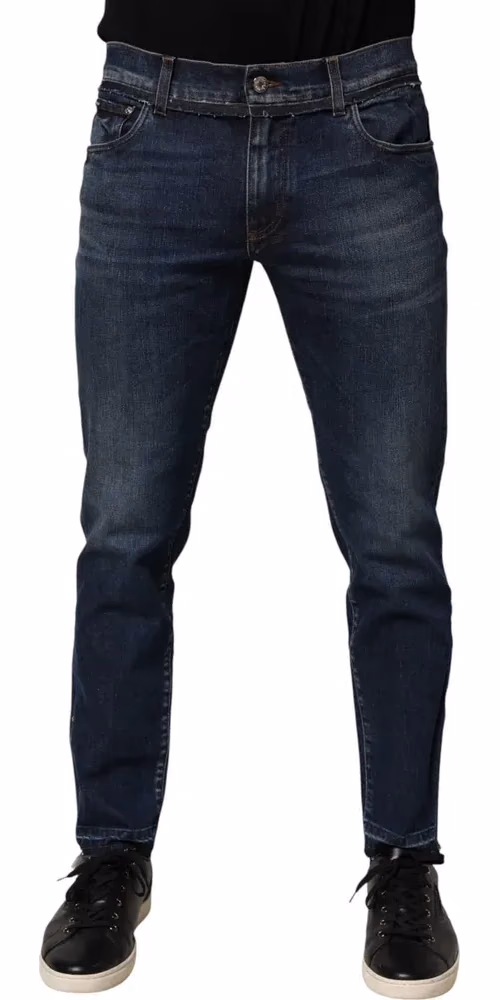 Dolce & Gabbana Blue Cotton Stretch Skinny Men Denim Jeans