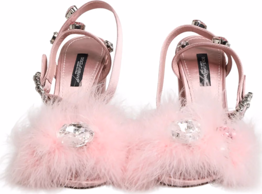 Dolce & Gabbana Pink Sequined Ankle Strap Sandals Shoes