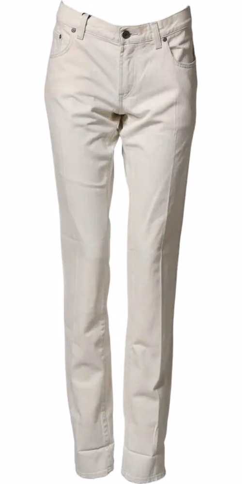 Dolce & Gabbana White Cotton Skinny Denim Trouser Men Jeans