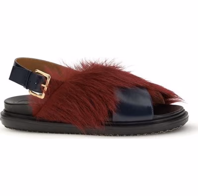 Multicolor Calf Leather Bos Taurus Flat Sandals
