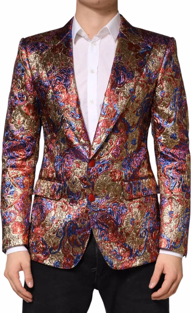 Dolce & Gabbana Multicolor Jacquard Single Breasted Blazer